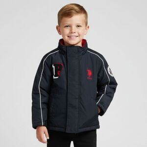 U.S. Polo Assn. Kid Boy Black Winter Coat Puffer Outerwear Jacket Size 5/6